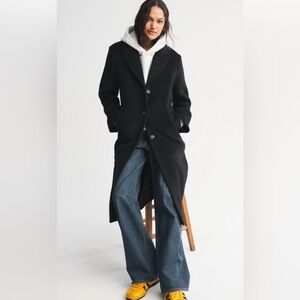 Madewell Black Wool Longline Jacket